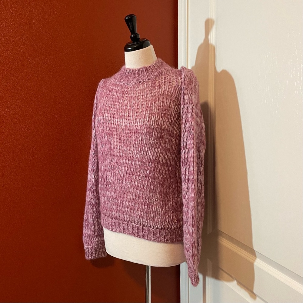Maud‎ Women’s Maja Knit Oversized Purple Open Weave Mohair Blend Italian Sweater